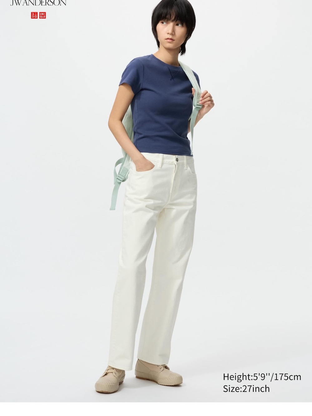 Uniqlo Women's Off-White Straight Jeans